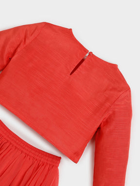 Zari Embroidered Top and Skirt Set with Dupatta