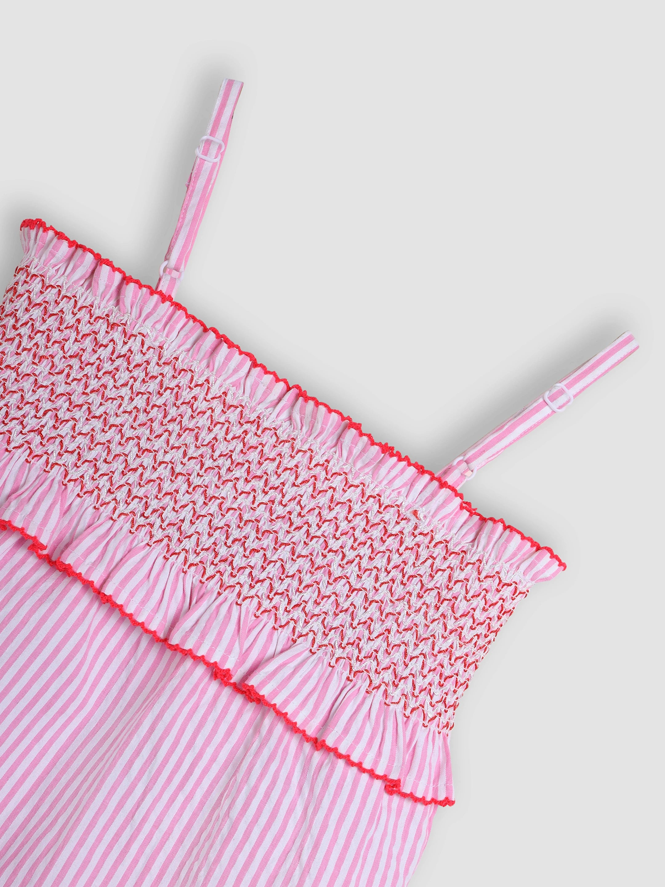 Striper Smocked Cotton Top