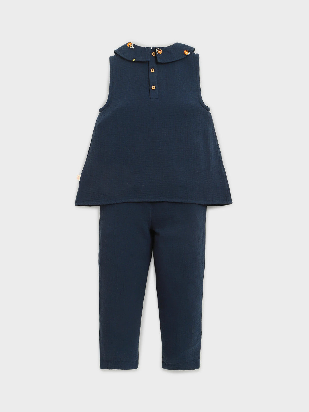 Midnight Blue Sleeveless Tunic & Pants Set