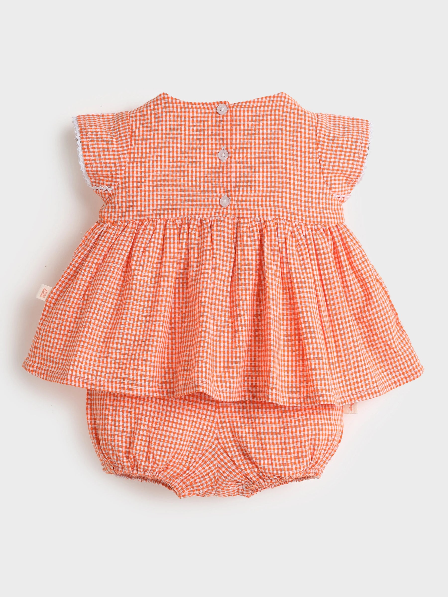 Peach Gingham Play Dress Set