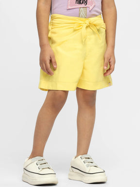 Lemon Knot Cotton Shorts