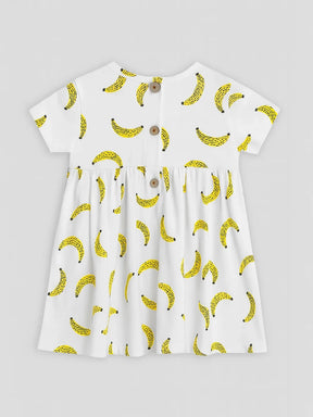 Happy Banana Cotton A-Line Dress