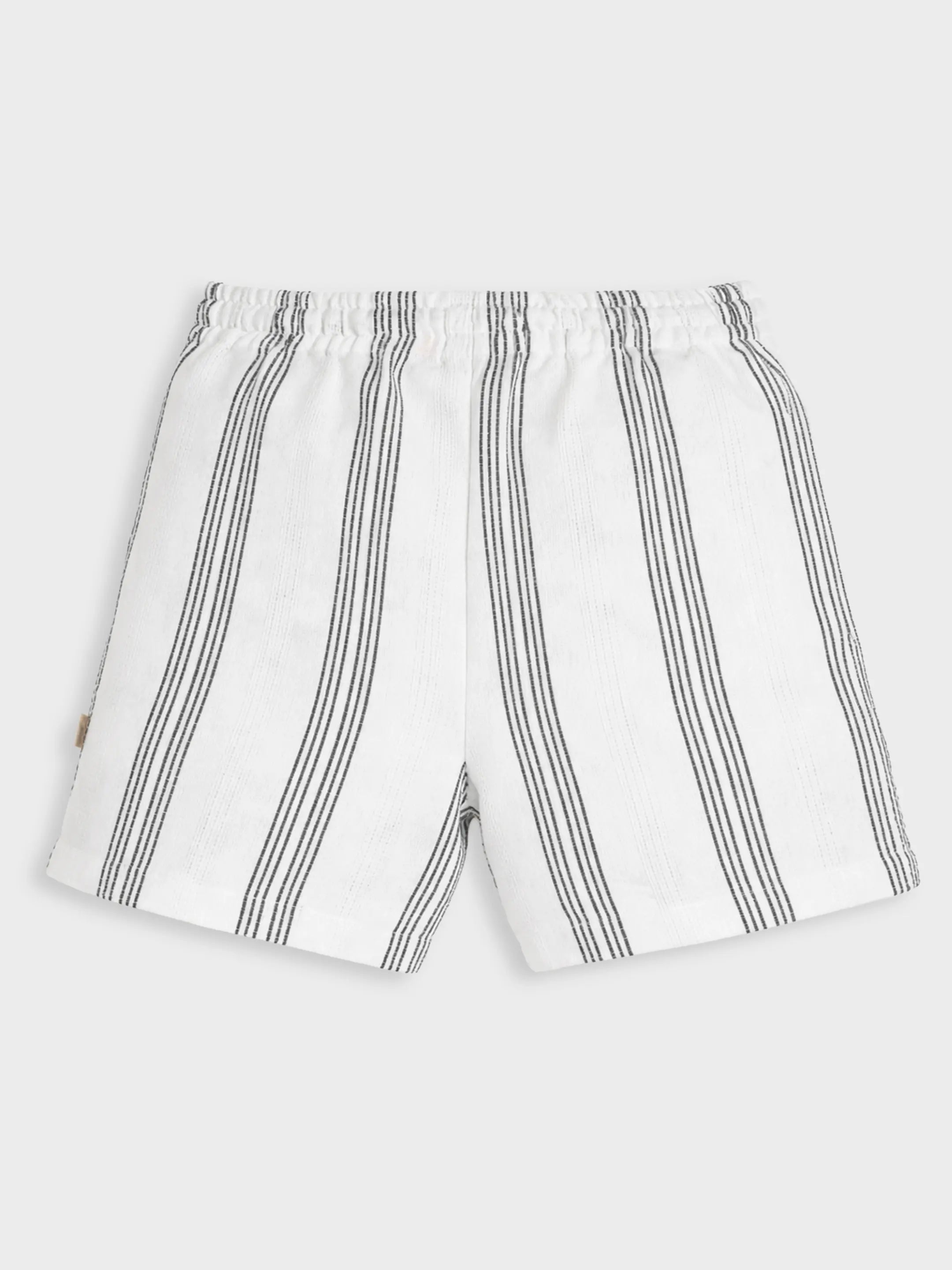 White Grey Striped Shorts