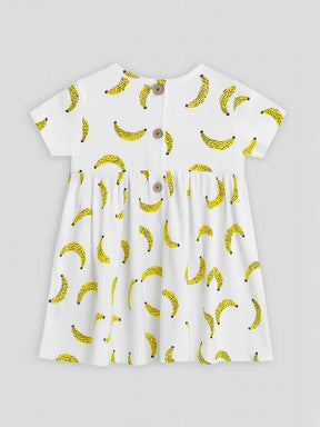 Happy Banana Cotton A-Line Dress