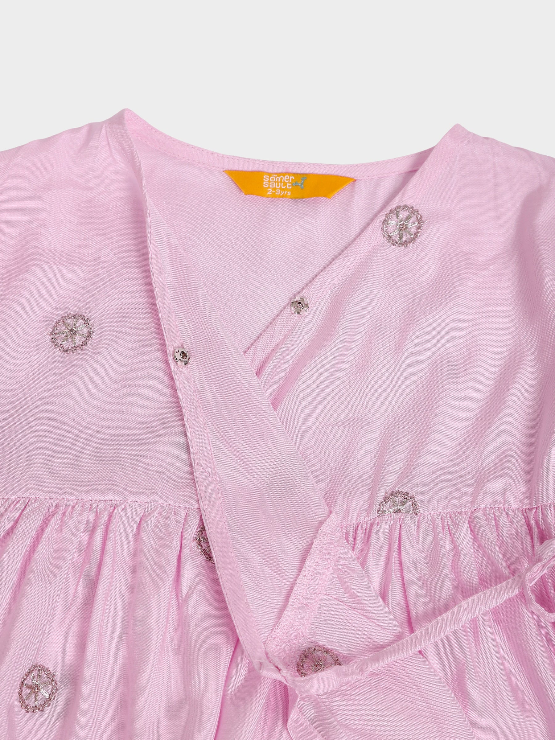 Tassel Twirl Pink Angrakha & Petal Pant Set