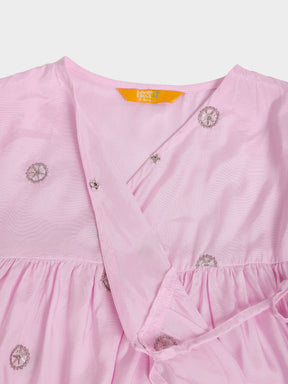 Tassel Twirl Pink Angrakha & Petal Pant Set