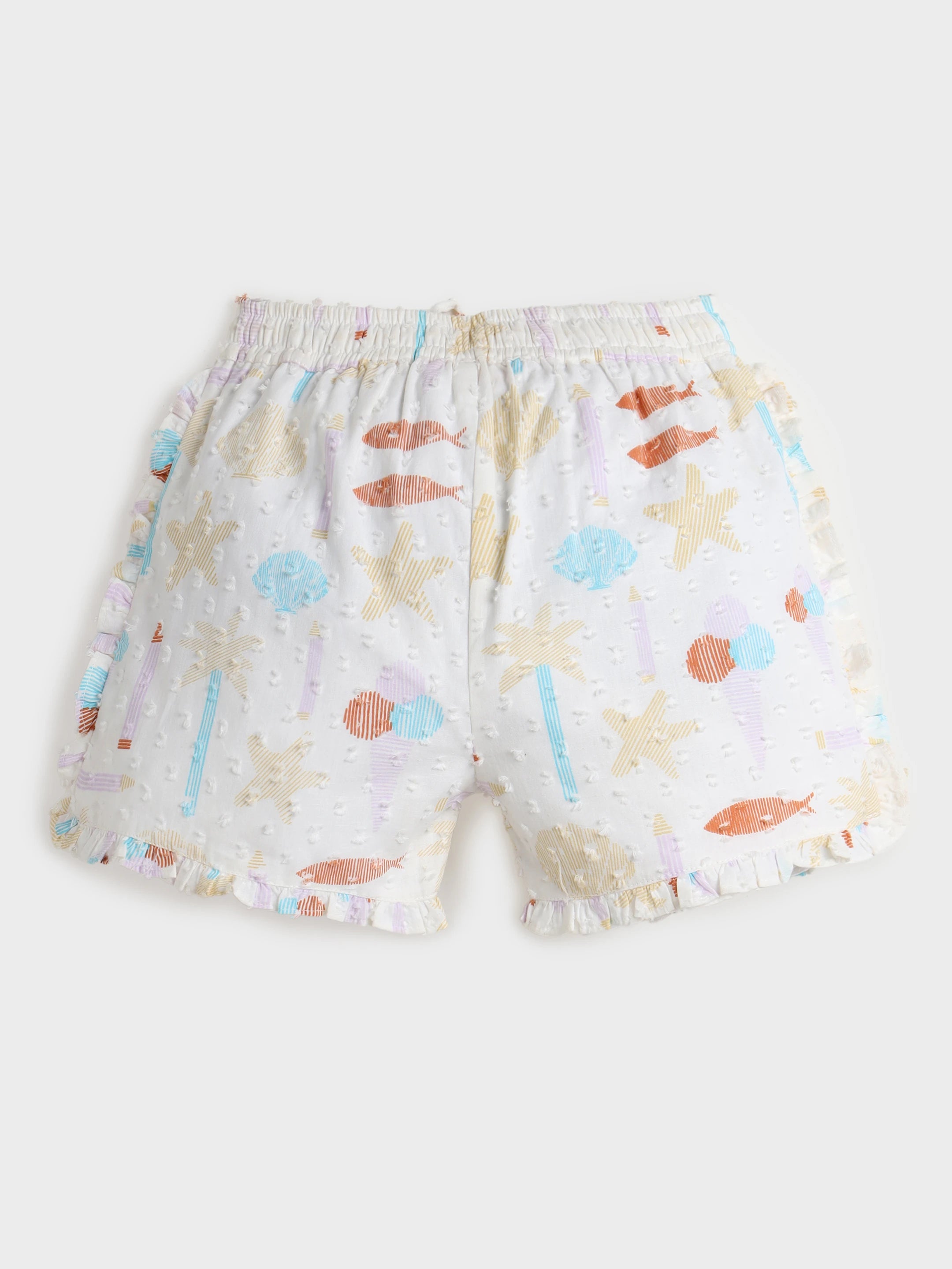 Printed Ruffle Hem Shorts