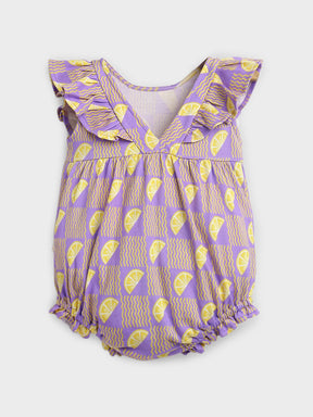 Zesty Lemon Printed Cotton Romper