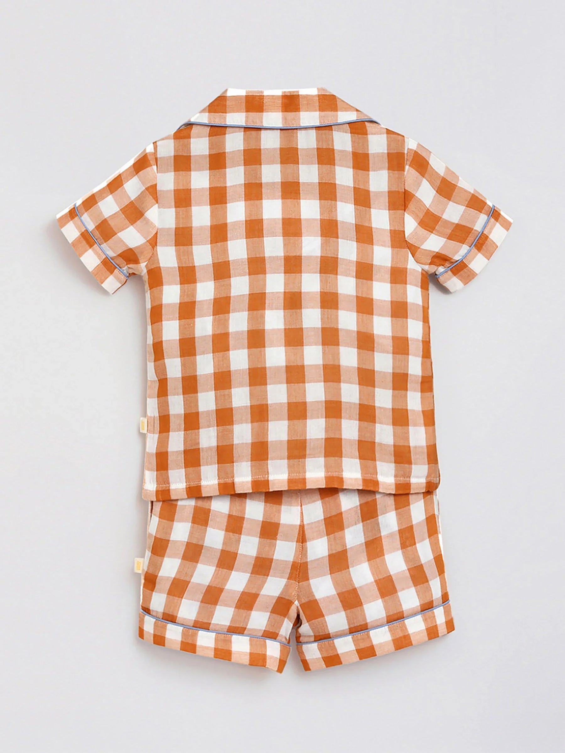 Brown Sugar Gingham Cotton Shirt & Shorts Pyjama Set