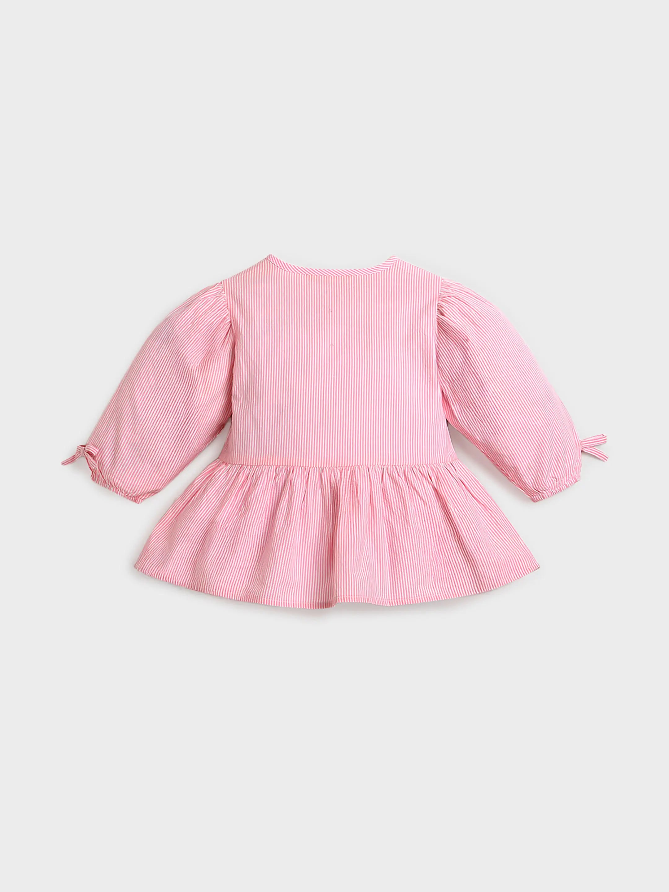 Bow Detail Top & Scallop Denim Set