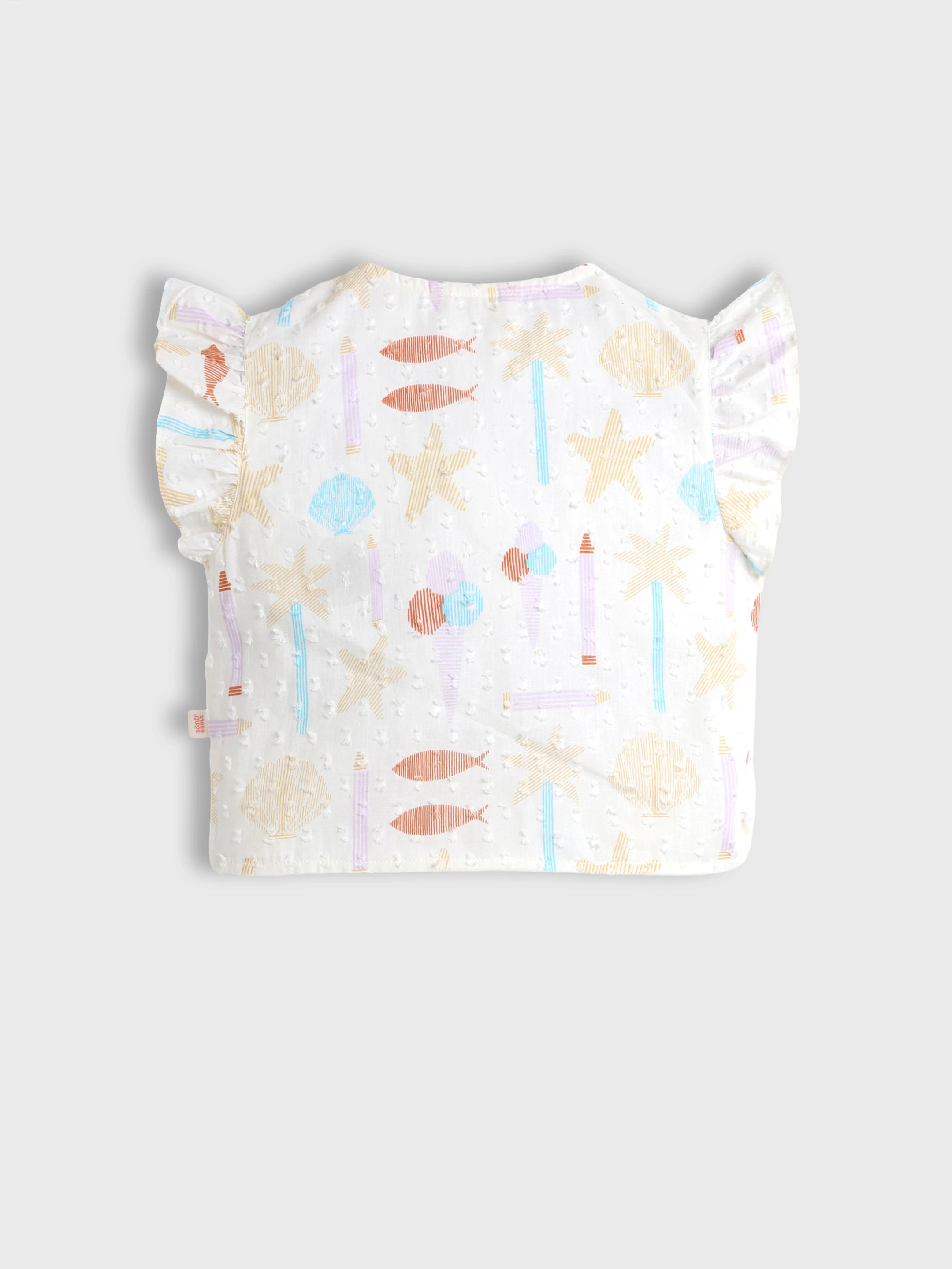 Printed Ruffle Sleeves Top