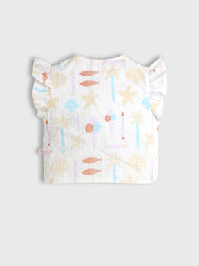 Playful Pastels Ruffle Sleeves Top
