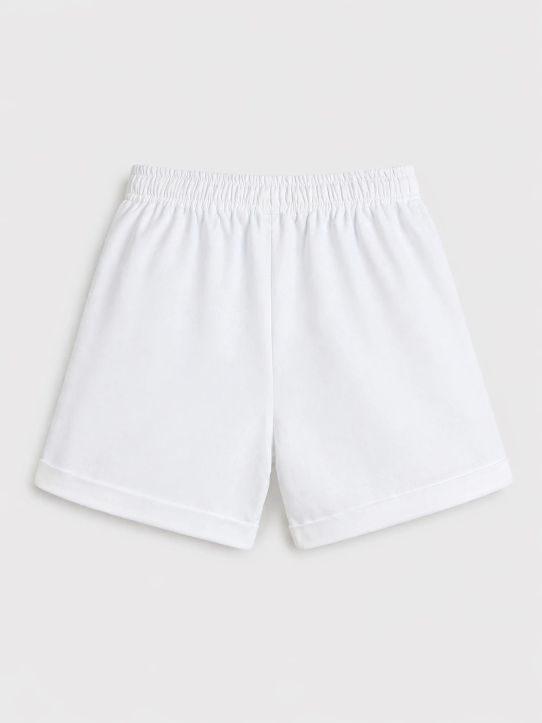 White Cotton Drawstring Shorts