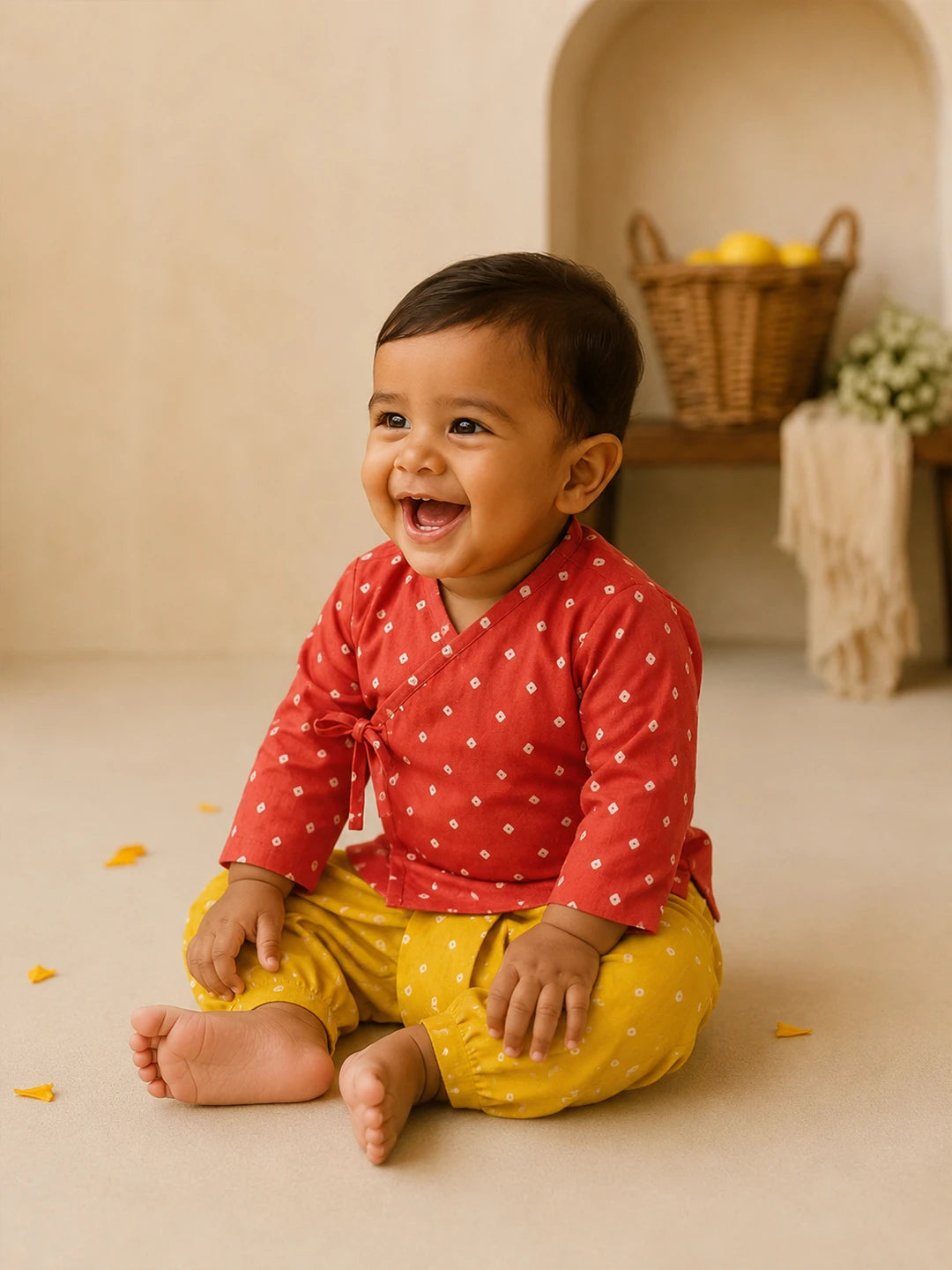 Printed Wrap Kurta Dhoti Set