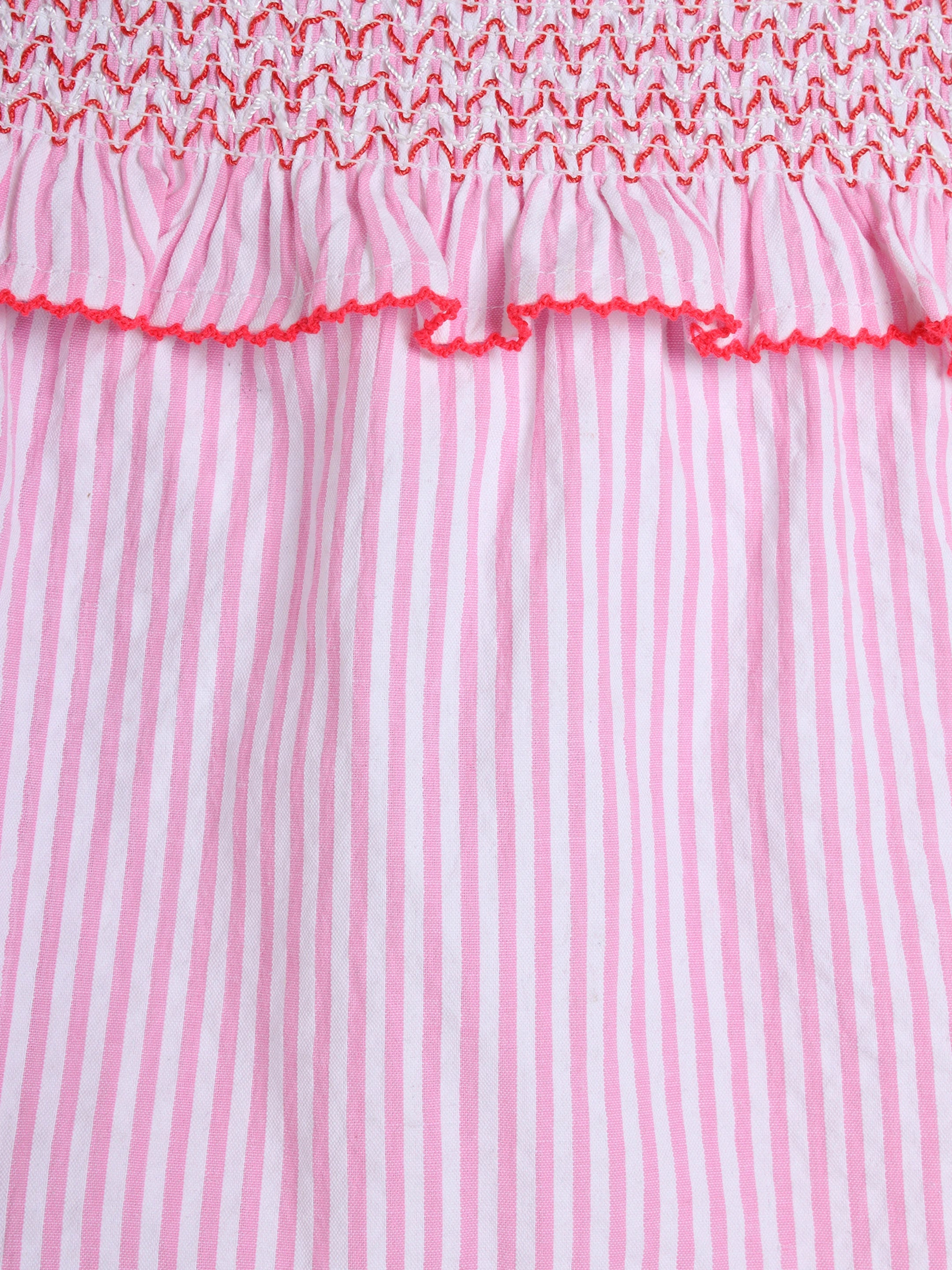 Striper Smocked Cotton Top