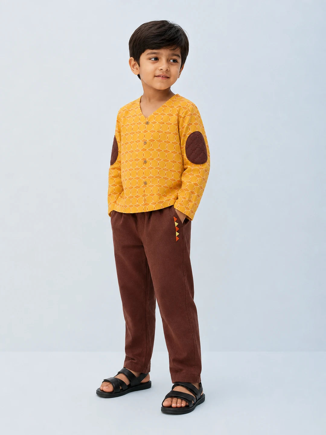 Elbow Patch Kurta Pajama Set