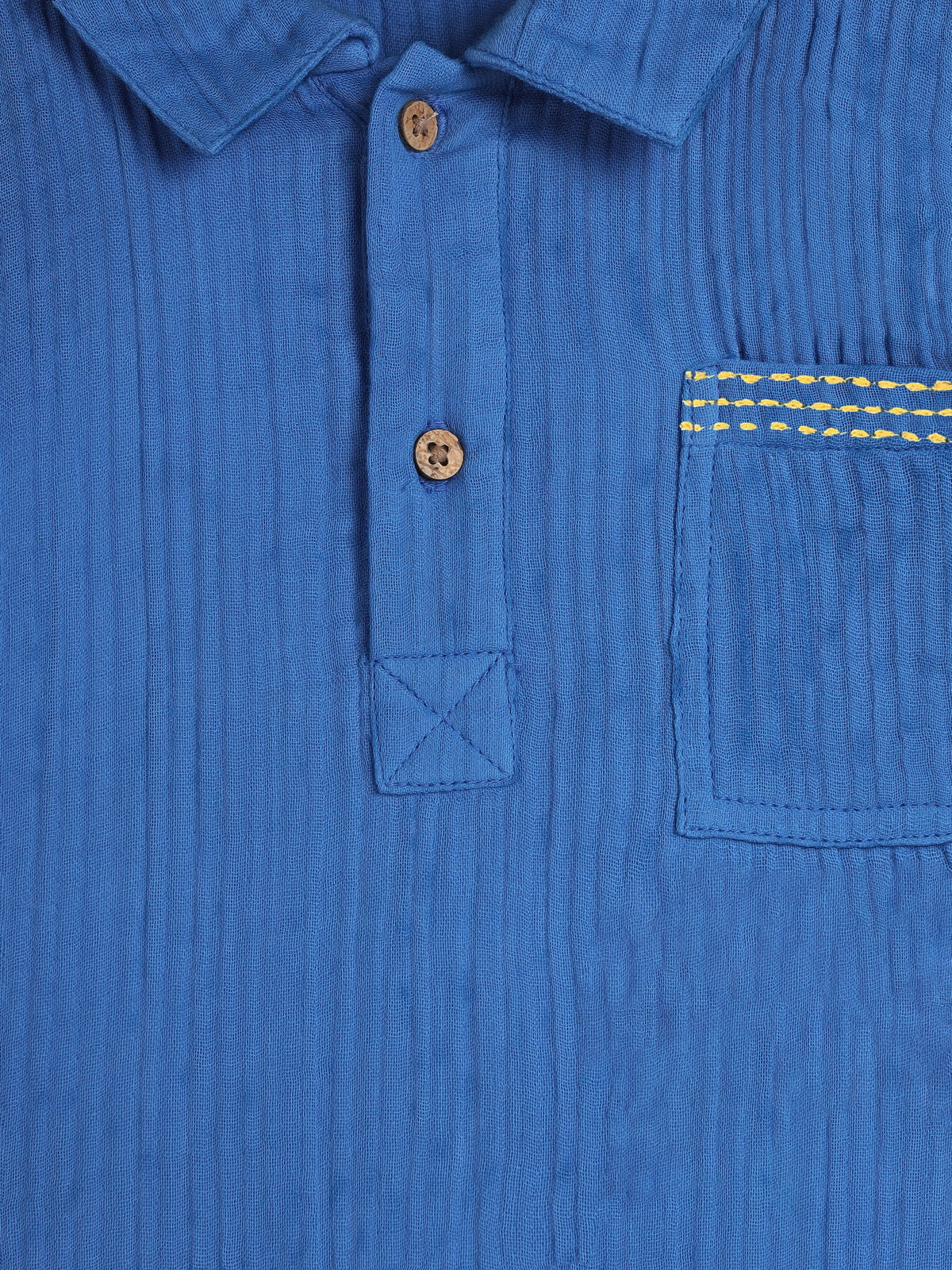 Classic Blue Textured Polo Shirt