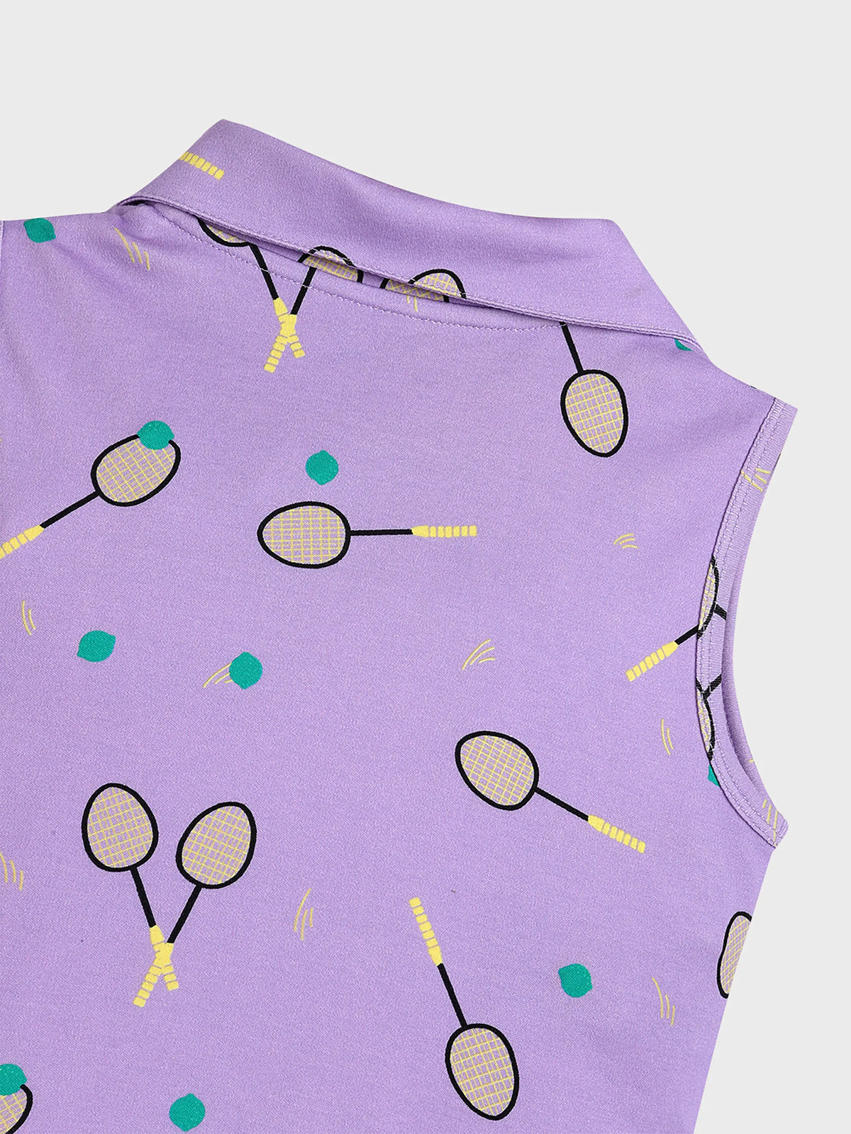 Printed Sleeveless Polo Top