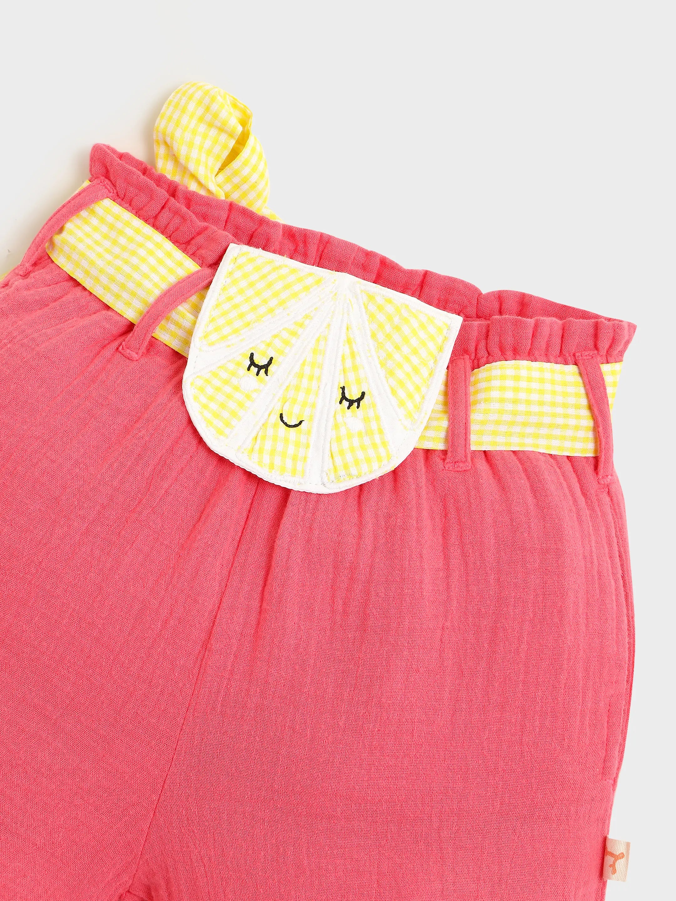 Sunshine Check Top & Coral Shorts Co-ord Set