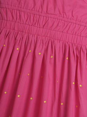 Embroidered Pink Sleeveless Dress