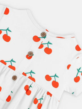 Happy Cherry Cotton A-Line Dress