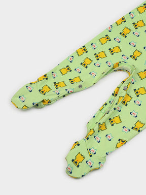 Pixel Dog Printed Cotton Sleepsuit with Mittens