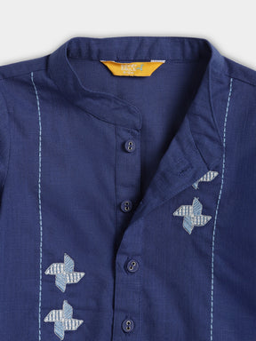 Blue Embroidered Dhoti Kurta Set