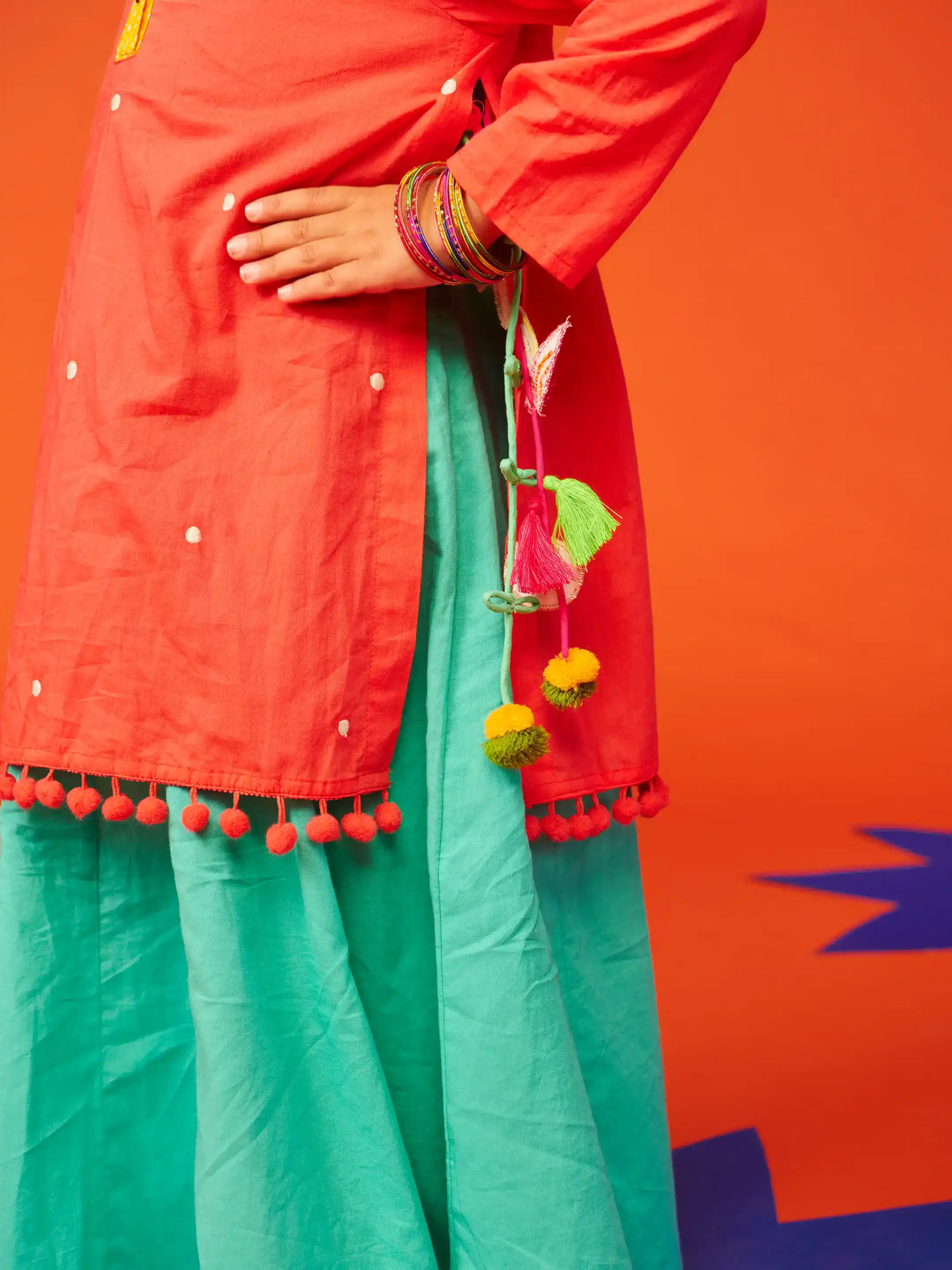 Pink Pom Pom Kurta Dress Somersault