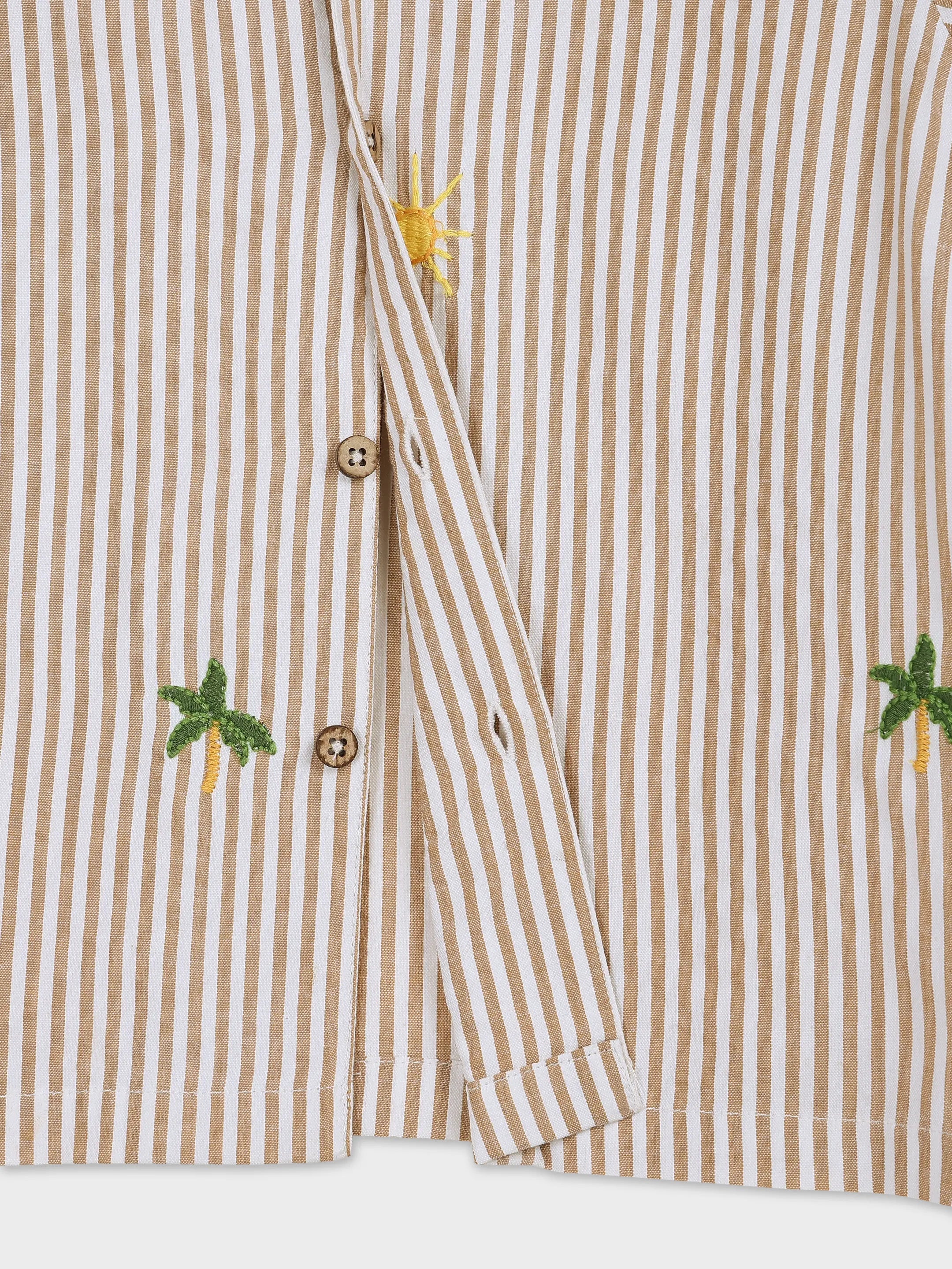 Striper Embroidered Shirt with Shorts