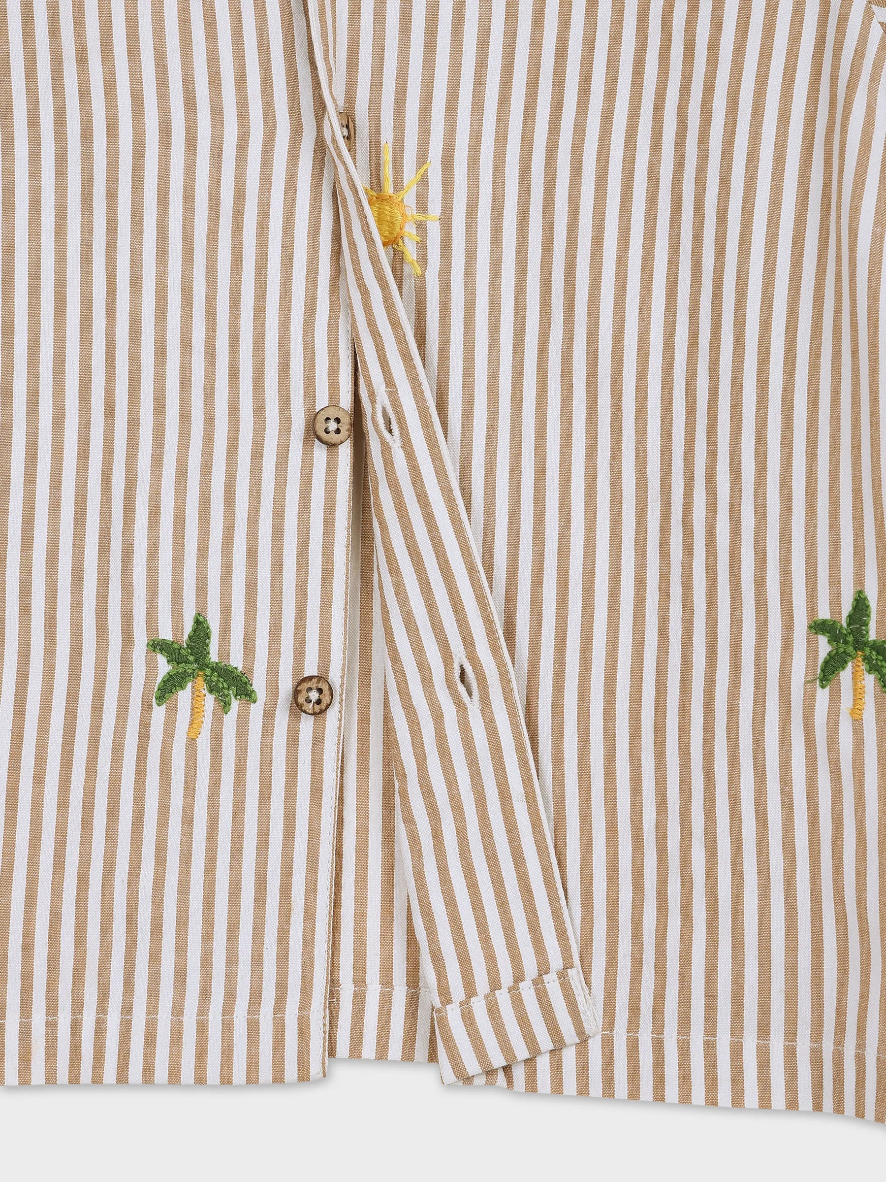 Striper Embroidered Shirt with Shorts