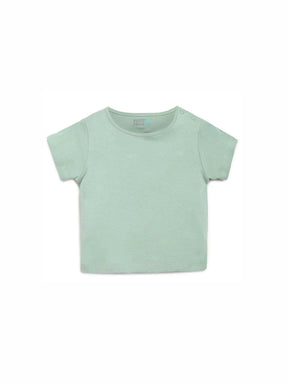 Pink Natural Dungaree With Green Tee