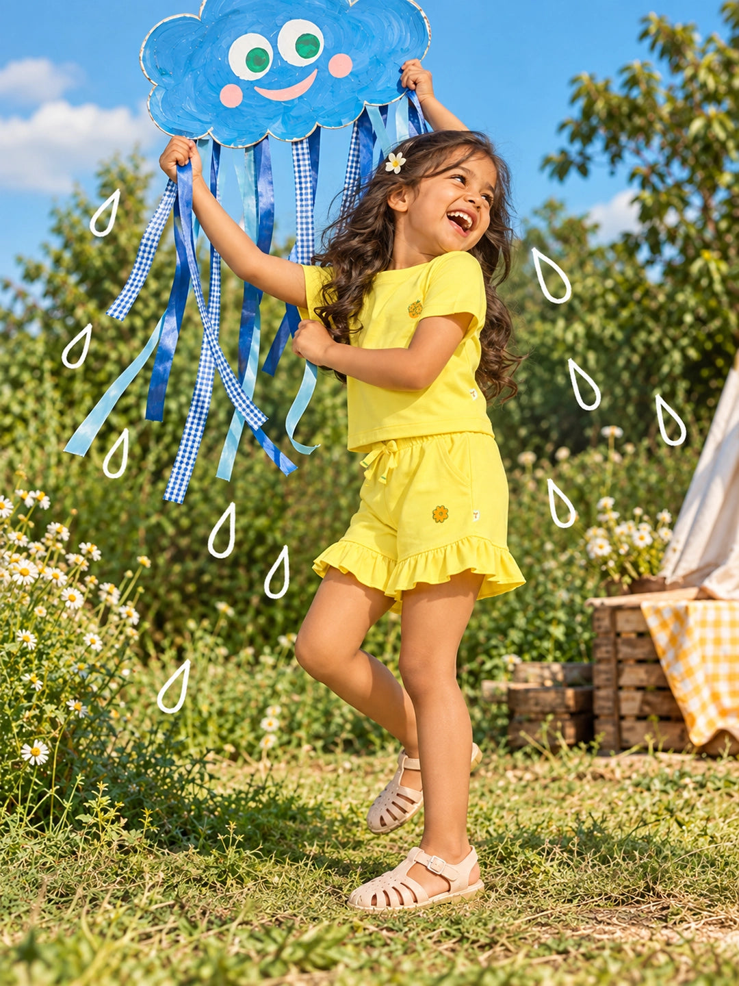 Playful Yellow T-Shirt & Shorts Set