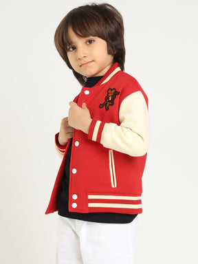 Red Champion Embroidered Varsity Jacket
