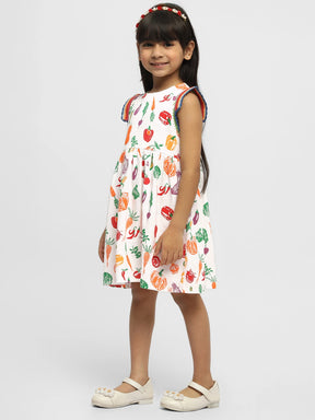 Playful Veggies Cotton A-Line Dress