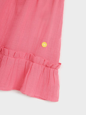 Coral Strap Ruffle Hem Dress