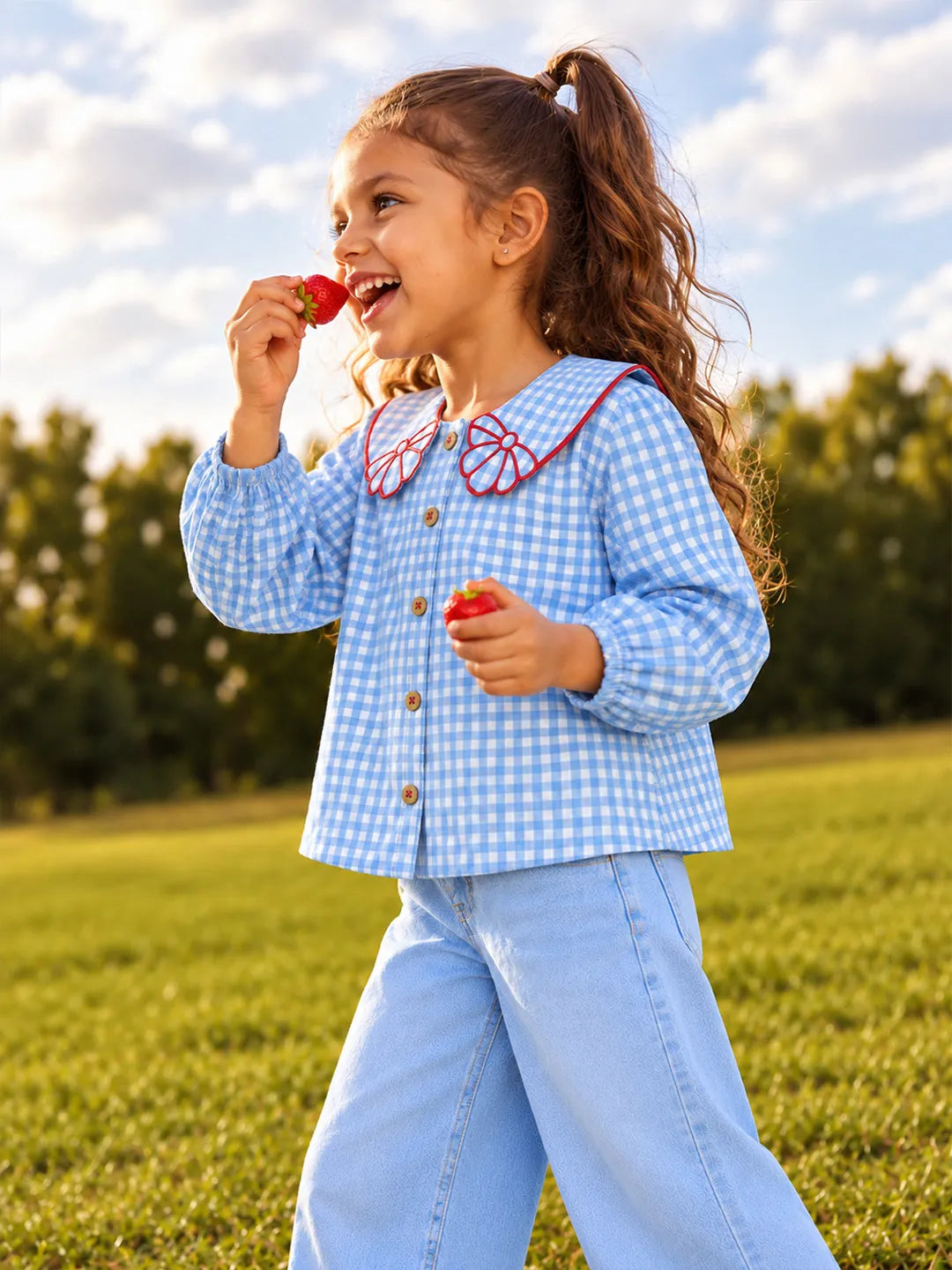 Gingham Scallop Top
