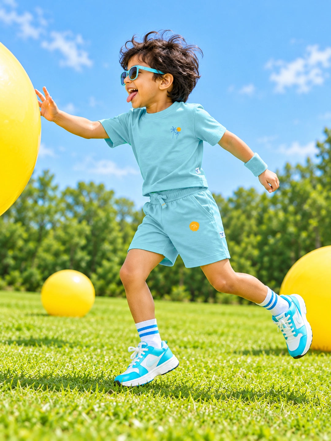 Aqua Blue T-Shirt & Shorts Set