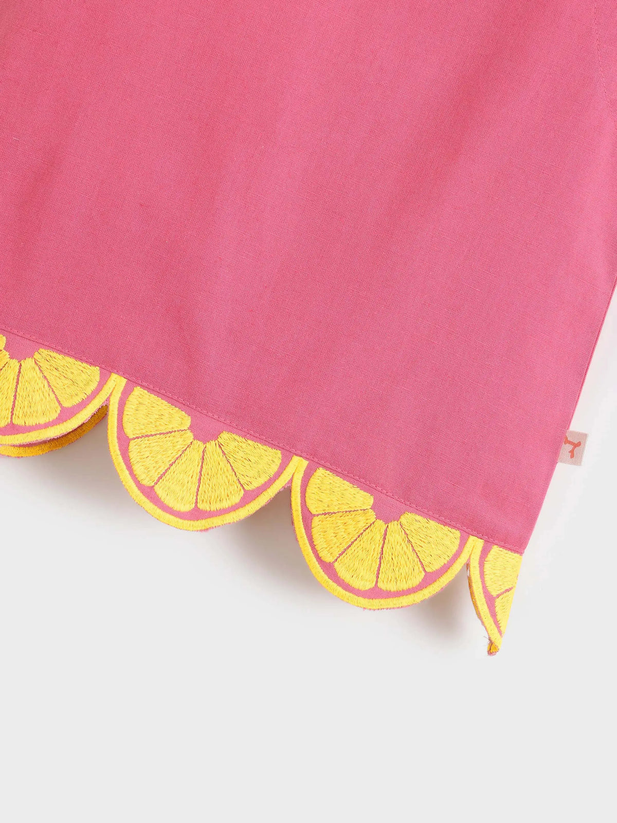 Pink Citrus Scallop Top & Paper Bag Shorts Set