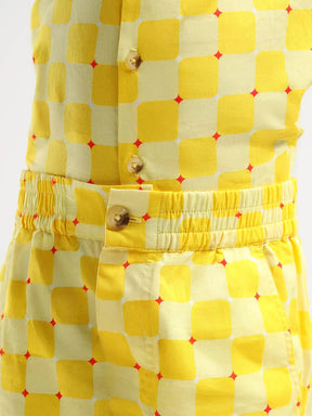 Checked Cotton Shirt & Bermuda Set