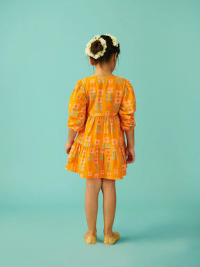 Gulbahaar Tiered Wrap Dress - Orange Somersault