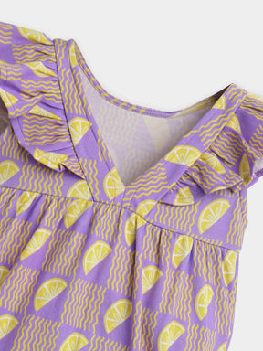 Zesty Lemon Printed Cotton Romper