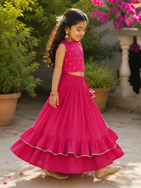 Embroidered Rayon Top Skirt Set