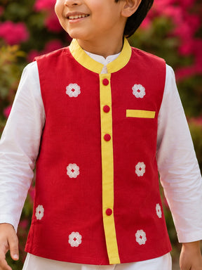 Red Orchid Nehru Jacket
