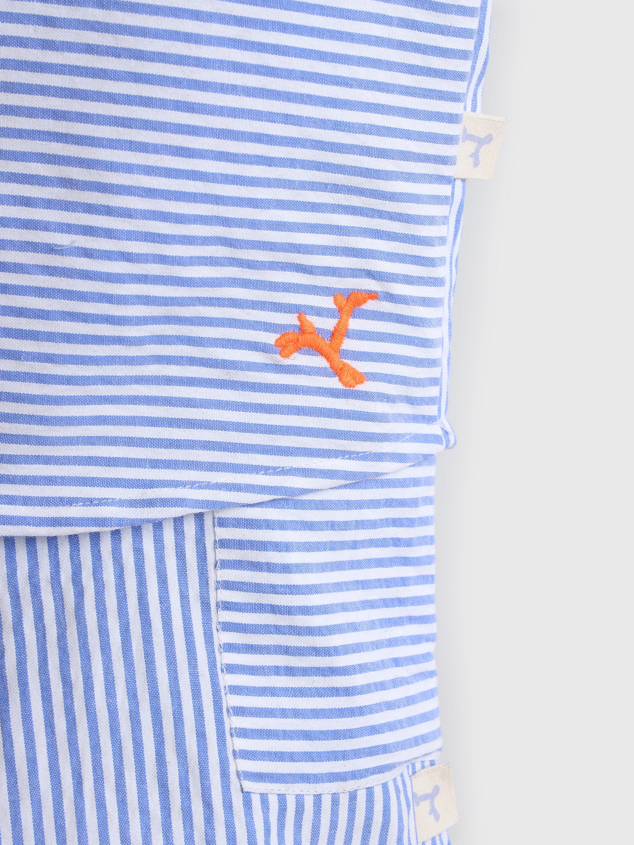 Sky Striped Cotton Shirt & Shorts Set