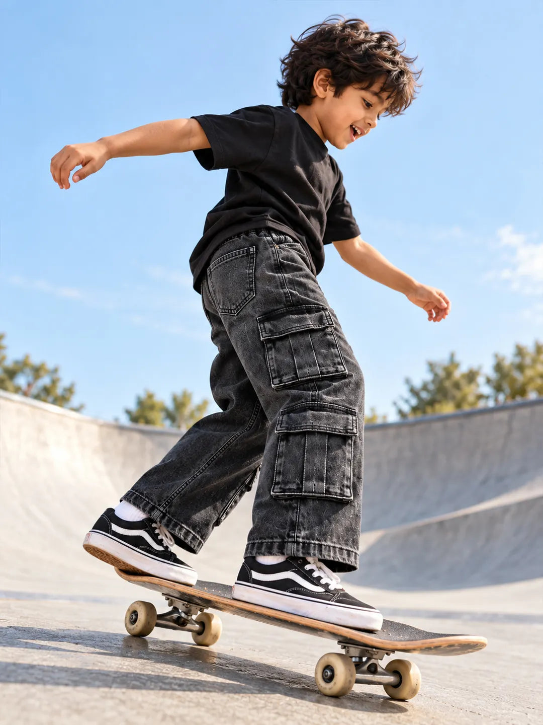 Black Cargo Denims