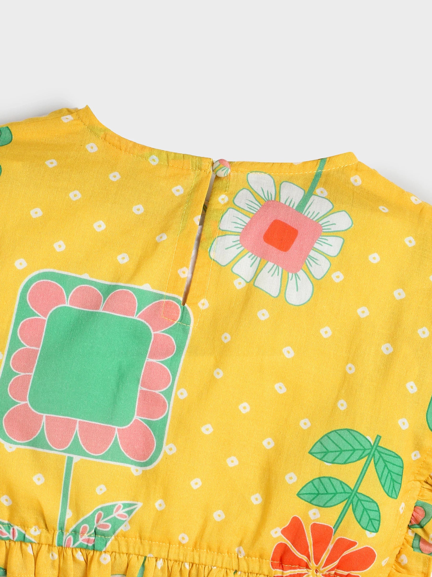 Yellow Bandhani Print Skirt Top Set