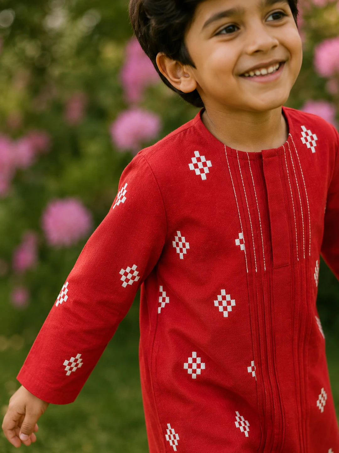 Red Katli Boys Kurta Set