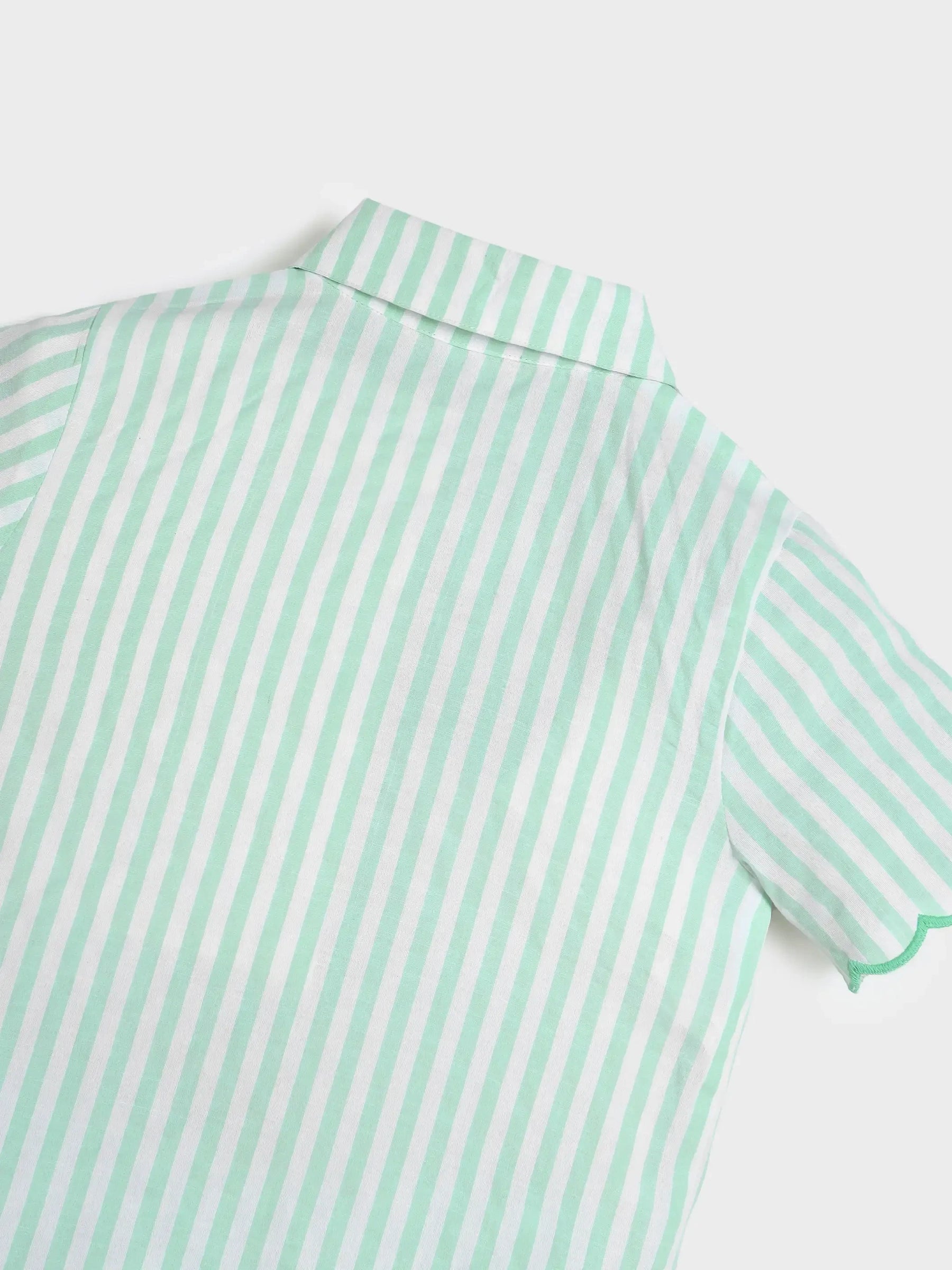 Mint Stripe Scallop Shirt