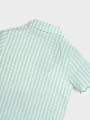 Mint Stripe Scallop Shirt