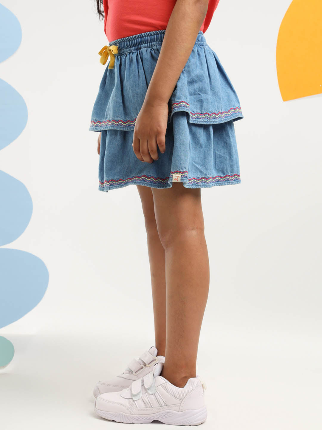 Embroidered Denim Skirt